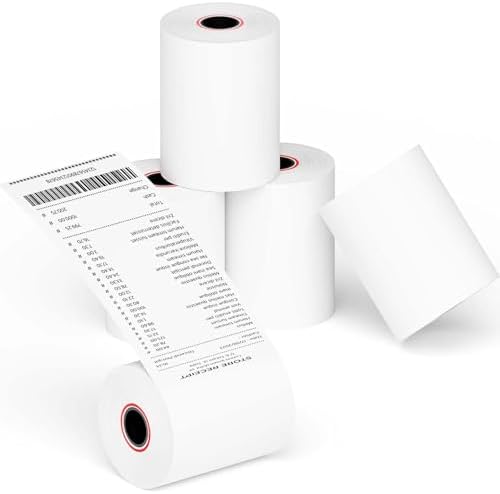 5 Rolls 3 1/8 x 230ft Thermal Paper Receipt Rolls Cash Register POS Paper fits Credit Card Terminals, 80mm Thermal Receipt Paper