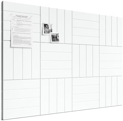 Large Felt Bulletin Board, 48" x 36" Cork Board Alternative, 12-Pack Bold Stripe Felt Wall Tiles with 30 Push Pins and 70 Adhesive Tabs, Ideal for Office, Home & Classroom, Cold White