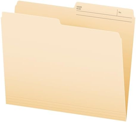 File Folders, 100-Pack, Letter Size, 1/2-Cut Reversible Tab, Manila, for File Cabinets, File Organizer, Corporate Office, School and Business Document Organization