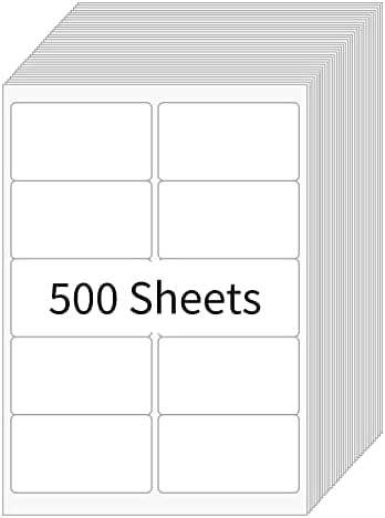 2” x 4” Shipping Labels 5000 Address Labels Printable, White Sticker Label Sheets for Laser Inkjet Printers (10 Labels/Sheet, 500 Sheets)