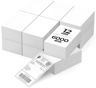 4x6 Inch Direct Thermal Labels, 6000 Sheets/12 Stacks