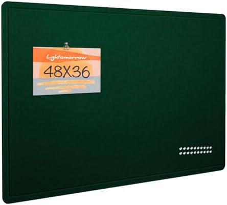 Large Bulletin Board - 48 x 36 Inches, Decorative Felt Pin Board for Wall - 4' x 3' Foldable Photo Display Board with Self-Adhesive Tape, Includes 20 Push Pins - Dark Green