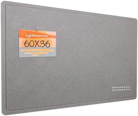 Large Bulletin Board - 60 x 36 Inches, Decorative Felt Pin Board for Wall - 5' x 3' Foldable Photo Display Board with Self-Adhesive Tape, Includes 20 Push Pins - Gray