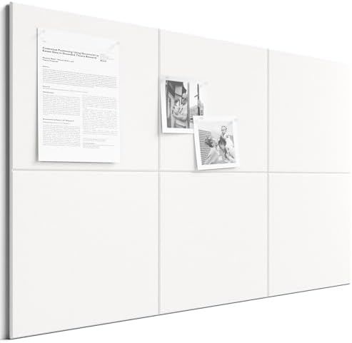 Large Cork Board Alternative - Slat Wall Paneling, Felt Bulletin Board Tiles for Office Decor, Push pin Board Office Wall Organizer -6-Pack-Milky White
