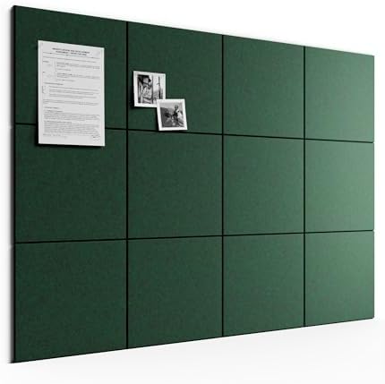 Large Felt Bulletin Board 48" x 36" Cork Board Alternative-12 Pack with 70 Safe Removable Adhesive Tabs, Cork Boards for Walls Cork Board for Home Office Classroom Pin Board (Aurora Green)