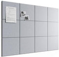 Large Felt Bulletin Board, 48" x 36" Cork Board Alternative, 12-Pack Solid Felt Wall Tiles with 30 Push Pins and 70 Adhesive Tabs, Ideal for Office, Home & Classroom, Soft Gray