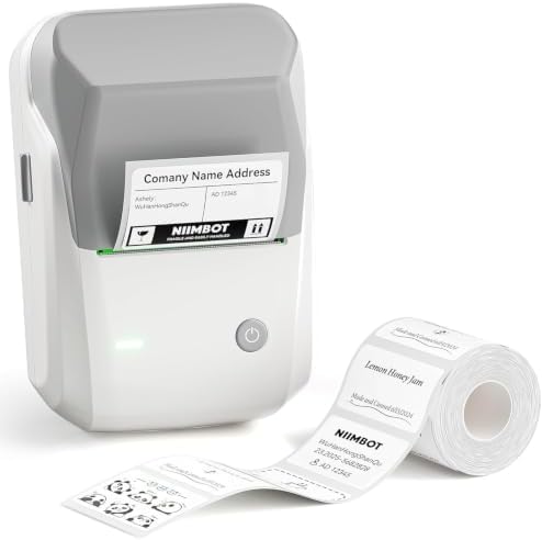 B1 Label Maker Machine with Tape, Portable Thermal Bluetooth Printer for 2'' Stickers, Mini Barcode Labeler for Home School& Small Business