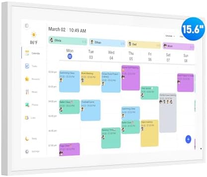 Digital Calendar, 15.6 Inch Wall Planner Electronic Calendar & Chore Chart, Smart Touchscreen Interactive Display for Family Schedules, Great for Organizing Your Routines, Wall & Desk Mountable, Gifts for Women Men, Gifts for Mom Dad