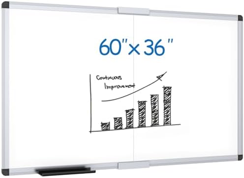Large Dry Erase White Board/Magnetic Foldable Whiteboard, 60 X 36 Inches, Silver Aluminium Frame