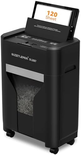 120-Sheet Auto Feed Paper Shredder, 40 Min Non-Stop, Shredders for Home Office Heavy Duty, P-4 Ultra Security Shredder for Home Office, Cross-Cut with Wheels, 5.28 Gal Bin, <63 dB (OL287)
