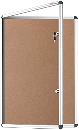 Tamperproof Lockable Cork Noticeboard Class 1 Aluminium Framed 48x36 Inches