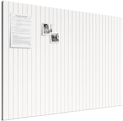 Large Cork Board Alternative - Slat Wall Paneling, Felt Bulletin Board Tiles for Office Decor, Push pin Board Office Wall Organizer -8 Vertical Stripes-12-Pack-Milky White