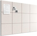 Large Felt Bulletin Board, 48" x 36" Cork Board Alternative, 12-Pack Solid Felt Wall Tiles with 30 Push Pins and 70 Adhesive Tabs, Ideal for Office, Home & Classroom, Oatmeal