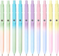 Gel Pens, 5 Pcs 0.5mm Black Ink Pens Fine Point Smooth Writing Pens with Silicone Grip, High-End Series Metal Clip Retractable Pens for Journaling Note Taking (10 Pcs Pastel)