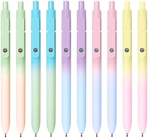 Gel Pens, 5 Pcs 0.5mm Black Ink Pens Fine Point Smooth Writing Pens with Silicone Grip, High-End Series Metal Clip Retractable Pens for Journaling Note Taking (10 Pcs Pastel)