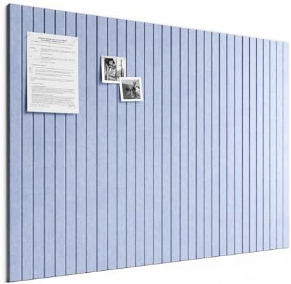 Large Felt Bulletin Board, 48" x 36" Cork Board Alternative, 12-Pack Fine Stripe Felt Wall Tiles with 30 Push Pins and 70 Adhesive Tabs, Ideal for Office, Home & Classroom, Soft Periwinkle
