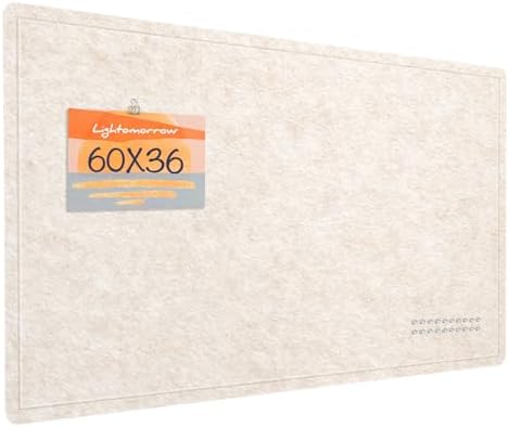 Large Bulletin Board - 60 x 36 Inches, Decorative Felt Pin Board for Wall - 5' x 3' Foldable Photo Display Board with Self-Adhesive Tape, Includes 20 Push Pins -Oatmeal