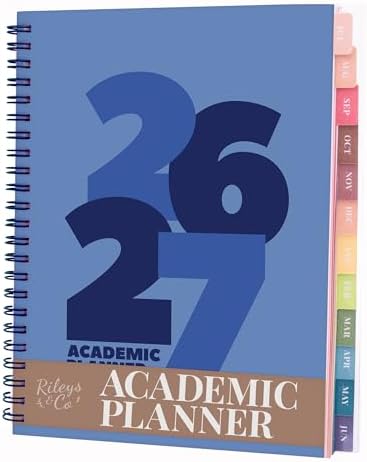 Rileys Academic Planner 2026-2027, Daily, Weekly & Monthly Planner, July 2026 - June 2027, Student Notes Pages, Twin-Wire Binding Weekly Agenda for School & Work (20 x 15 cm, Green)