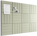 Large Felt Bulletin Board, 48" x 36" Cork Board Alternative, 12-Pack Bold Stripe Felt Wall Tiles with 30 Push Pins and 70 Adhesive Tabs, Ideal for Office, Home & Classroom, Sage