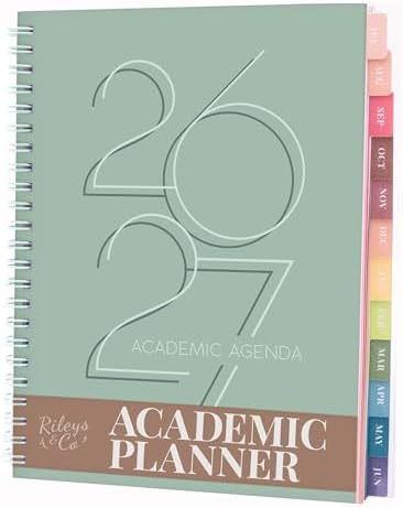 Rileys Academic Planner 2026-2027, Daily, Weekly & Monthly Planner, July 2026 - June 2027, Student Notes Pages, Twin-Wire Binding Weekly Agenda for School & Work (20 x 15 cm, Black)