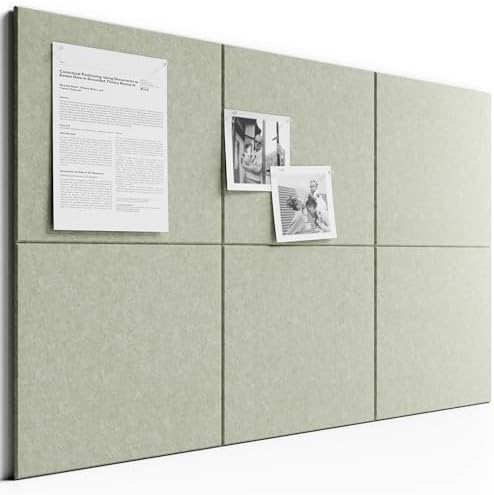 Large Cork Board Alternative - Slat Wall Paneling, Felt Bulletin Board Tiles for Office Decor, Push pin Board Office Wall Organizer -6-Pack-Sage