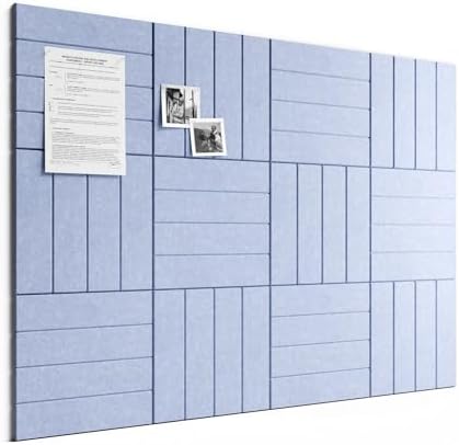 Large Felt Bulletin Board, Cork Board Alternative, Felt Wall Tiles with 30 Push Pins and 70 Adhesive Tabs, Ideal for Office, Home & Classroom,12-Pack Bold Stripe,Soft Periwinkle