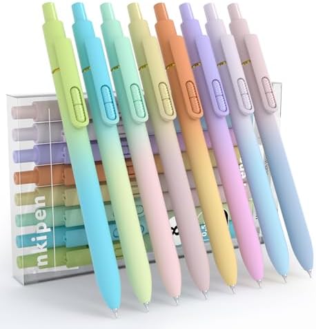8Pcs Gel Pens - 0.5mm Black Ink Pens Fine Point Smooth Writing, Quick Drying Retractable Pen for Journaling, Cute School & Office Supplies (multicolored)