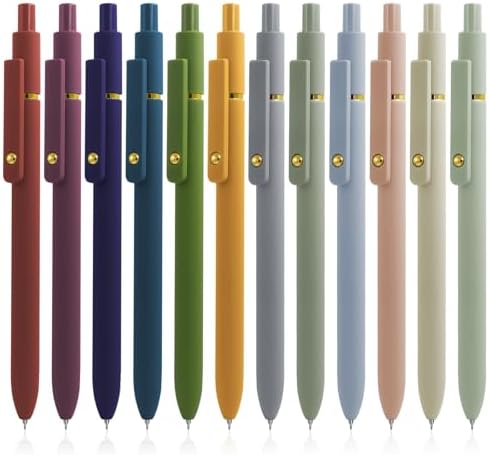 Gel Pens, 12 Pcs Black Ink Pens for Women, 0.5mm Fine Point Smooth Writing Pens, High-End Retractable Pens for Journaling and Note-Taking (12pcs)