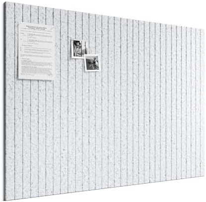 Large Felt Bulletin Board, 48" x 36" Cork Board Alternative, 12-Pack Fine Stripe Felt Wall Tiles with 30 Push Pins and 70 Adhesive Tabs, Ideal for Office, Home & Classroom, Light Gray