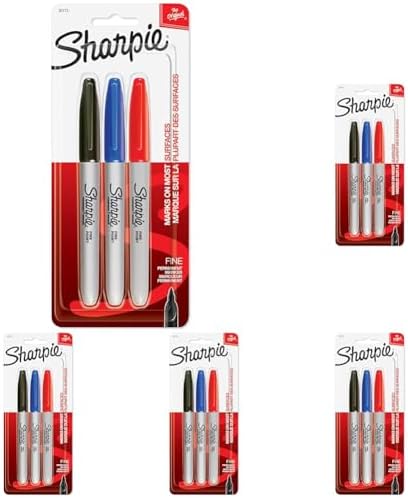 Permanent Markers, Fine Point, Assorted Colours, 3 Count (Pack of 5)