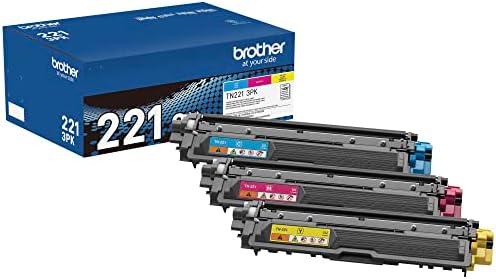 Original TN221 3PK Standard Yield Colour Toner Cartridge Value Pack (3), Original Toner Replacement, Cyan/Magenta/Yellow, Toner for Laser Printers HL-3140CW, MFC-9130CW, and More
