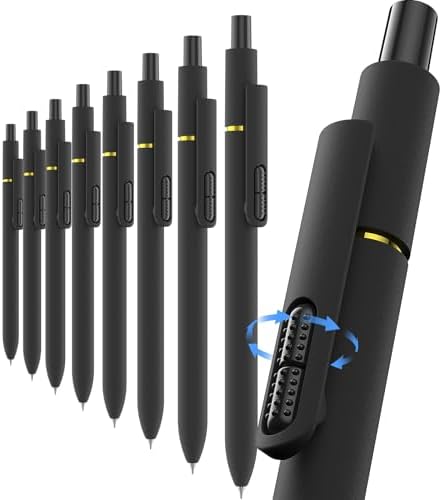 8-Pack 0.5mm Black Gel Pens, Retractable Needle Tip Non-Smear Black Quick-Drying Ink Pens, Comfort Grip for Left-Handed & Smooth Writing School, Office, Exams (Dark Black)