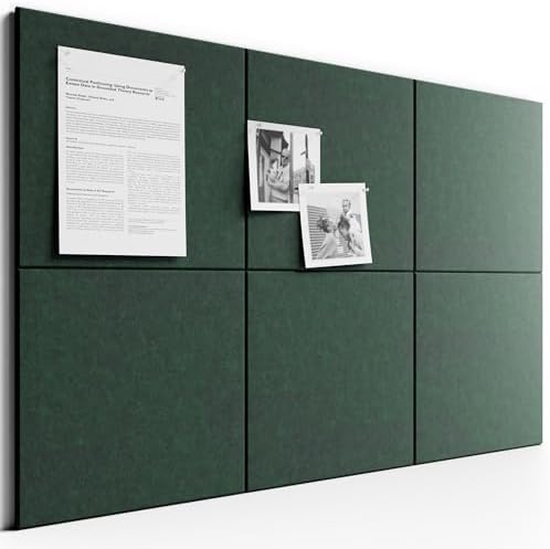 Large Felt Bulletin Board 48" x 36" Cork Board Alternative - 6 Pack with 40 Safe Removable Adhesive Tabs, Cork Boards for Walls Cork Board for Home Office Classroom Pin Board (Aurora Green)
