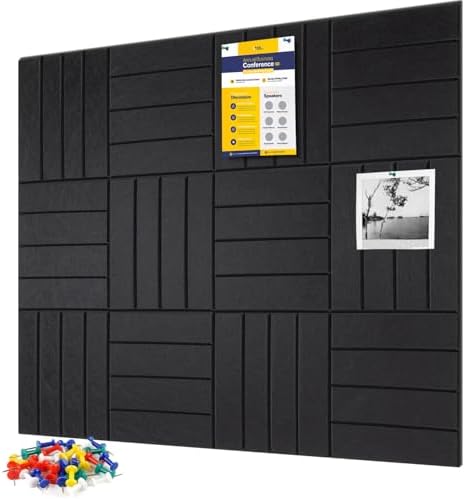 Large Felt Bulletin Board, Cork Board Alternative, Felt Wall Tiles with 30 Push Pins and Adhesive Tabs, Ideal for Office, Home & Classroom Decor, 12-Pack Bold Stripe-Terracotta