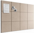 Large Felt Bulletin Board, 48" x 36" Cork Board Alternative, 12-Pack Solid Felt Wall Tiles with 30 Push Pins and 70 Adhesive Tabs, Ideal for Office, Home & Classroom, Taupe