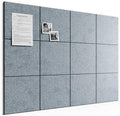 Large Felt Bulletin Board, 48" x 36" Cork Board Alternative, 12-Pack Solid Felt Wall Tiles with 30 Push Pins and 70 Adhesive Tabs, Ideal for Office, Home & Classroom, Blue Gray
