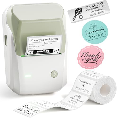 B1 Label Maker Machine with Tape, Portable Thermal Bluetooth Printer for 2'' Stickers, Mini Barcode Labeler for Home School& Small Business