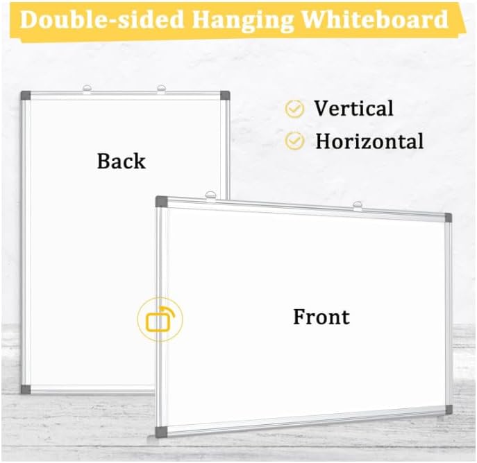 4 Pack Double-Sided Magnetic Aluminum Frame Whiteboard, 24" x 18" | White Board for Wall, Hanging Mounting White Board Dry Erase Board Marker Board for Kitchen, Memo, School, Home, Office