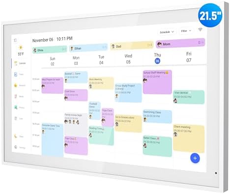 Digital Calendar, 21.5 Inch Electronic Calendar & Chore Chart, Smart Family Organizer with Interactive Touchscreen Display, Wall Mount or Desk Mount in Portrait or Landscape, Gifts for Women Men, Gifts for Mom Dad