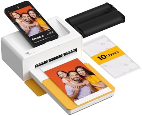 Dock Plus 4x6 Photo Printer, Smartphone Docking, 4PASS, 10 Sheets | Bluetooth, iPhone & Android Smartphone Compatible, Charge While Printing, Water, Fingerprint and Fade Resistant