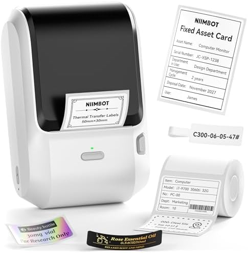 M3 Label Maker Machine with Tape, 3'' Bluetooth Label Printer | Thermal Transfer Sticker Printer for Small Business, Cable, Equipment, Works with Phones & PC(Not for 4x6 Shipping Label)