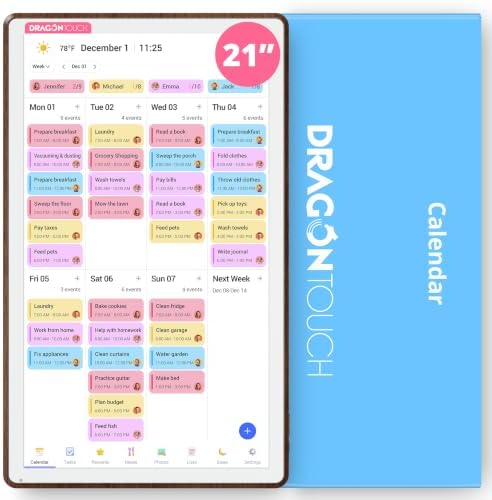 21.5" Digital Calendar for 2026, 1080P Full HD Interactive Touchscreen Family Planner, Electronic Wall Calendar for Family Schedules, Chore Chart & Meal Planning, Wall Mount or Desk Stand (21.5 Inch Rounded Chestnut)