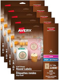 2.5" inch Kraft Brown Round Labels,Print-to-The-Edge Kraft Labels, for Laser/Inkjet Printers, Case Pack of 1,125 Labels, Round, Kraft Brown, Permanent, (500-22808) Made in Canada