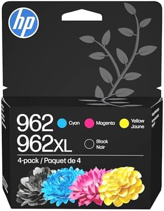 962XL High Yield Black and 962 Cyan, Magenta, Yellow Original Ink Cartridges Pack of 4 (3JB34AN)