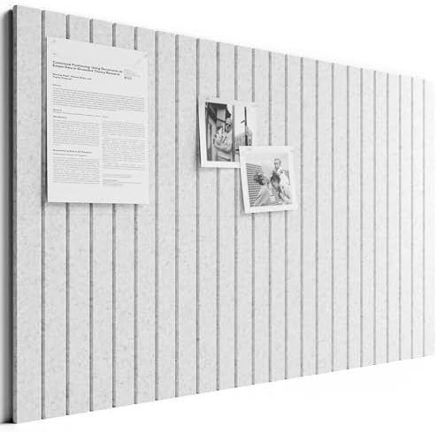 Large Felt Bulletin Board, 36" x 24" Cork Board Alternative, 6-Pack Fine Stripe Felt Wall Tiles with 30 Push Pins and 40 Adhesive Tabs, Ideal for Office, Home & Classroom, Light Gray