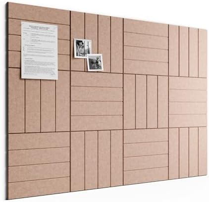 Large Felt Bulletin Board, Cork Board Alternative, Felt Wall Tiles with 30 Push Pins and Adhesive Tabs, Ideal for Office, Home & Classroom Decor, 12-Pack Bold Stripe-Terracotta