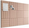 Large Felt Bulletin Board, Cork Board Alternative, Felt Wall Tiles with 30 Push Pins and Adhesive Tabs, Ideal for Office, Home & Classroom Decor, 12-Pack Bold Stripe-Terracotta