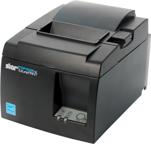 Micronics 39472110 Model TSP143IIIBi Thermal Printer, Auto-Cutter, Bluetooth, iOS, Android/Windows, Power Supply, Gray