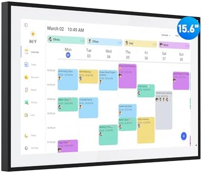 Digital Calendar, 15.6 Inch Wall Planner Electronic Calendar & Chore Chart, Smart Touchscreen Interactive Display for Family Schedules, Great for Organizing Your Routines, Wall & Desk Mountable, Gifts for Women Men, Gifts for Mom Dad