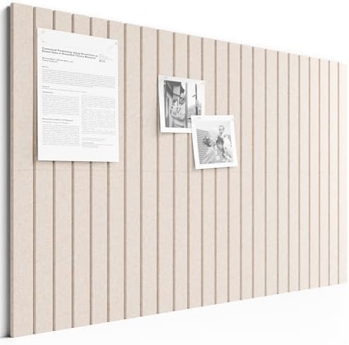 Large Felt Bulletin Board, 36" x 24" Cork Board Alternative, 6-Pack Fine Stripe Felt Wall Tiles with 30 Push Pins and 40 Adhesive Tabs, Ideal for Office, Home & Classroom, Oatmeal